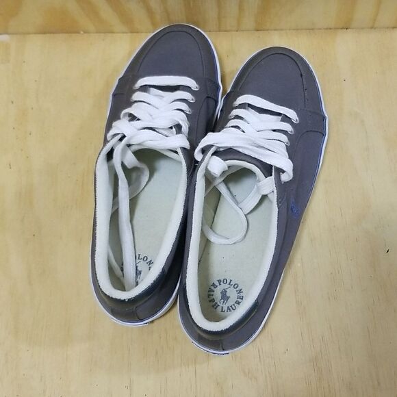 Polo Ralph Lauren Bryn Canvas Sneakers Men's 12 Grey Blue Casual Shoes - Picture 5 of 8
